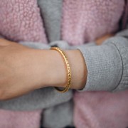 5x160mm 304L Stainless Steel Oval Hammered Bangle - Gold x1