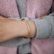 5x160mm 304L Stainless Steel Oval Hammered Bangle - Gold x1