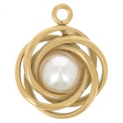 17mm multi-circle pendant with imitation mother-of-pearl bead - 304Lstainless steel x1