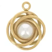 17mm multi-circle pendant with imitation mother-of-pearl bead - 304Lstainless steel x1
