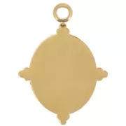 18x13 mm oval pendant with epoxy resin - Gold-plated 304L stainless steel - Cream x1
