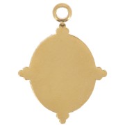 18x13mm 304L stainless steel Oval pendant with epoxy resin - Gold - White x1