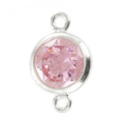 Spacer 2 rings 11x6mm 925 - zirconium oxide - Light Rose Silver x1