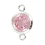 Spacer 2 rings 11x6mm 925 - zirconium oxide - Light Rose Silver x1