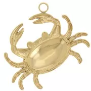 16x20mm 304L stainless steel Crab pendant - Gold x1