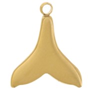 15x13mm St. steel 304L Whale tail charm imit mother-of-pearl cabochons - Gold x1