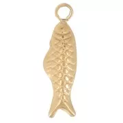 12x3mm 304L Stainless Steel Fish Charm - Gold x1