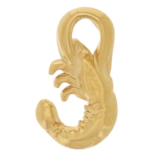 12x7mm 304L Stainless Steel Shrimp Charm - Gold x1