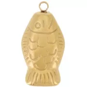 20x10.5mm 304L Stainless Steel Fish Charm - Gold x1