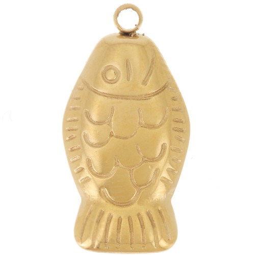 20x10.5mm 304L Stainless Steel Fish Charm - Gold x1