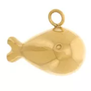 9x6mm 304L Stainless Steel Whale Charm - Gold x1