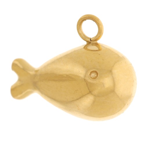 9x6mm 304L Stainless Steel Whale Charm - Gold x1