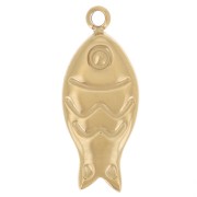 14x6mm 304L Stainless Steel Fish Charm - Gold x1|raw }}