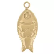 14x6mm 304L Stainless Steel Fish Charm - Gold x1