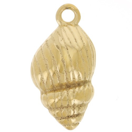 17x9mm 304L Stainless Steel Curved Shell Charm - Gold x1