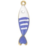 18.5x5mm 304L stainless steel Striped fish charm in epoxy resin - Royal blue x1|raw }}