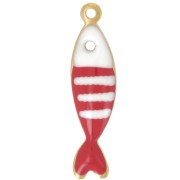 18.5x5mm 304L stainless steel Striped fish charm in epoxy resin - Red x1|raw }}