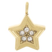 11x8.5mm 304L stainless steel star charm with zirconium oxides - Gold x1