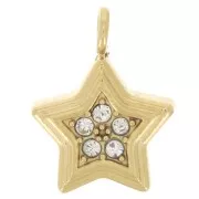 11x8.5mm 304L stainless steel star charm with zirconium oxides - Gold x1