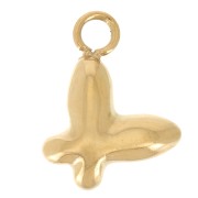 9.5x7mm 304L stainless steel Butterfly charm - Gold x1|raw }}