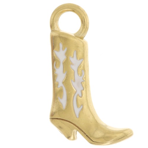 21x12mm 304L stainless steel Cowboy boot santiag pendant epoxy resin -gold x1