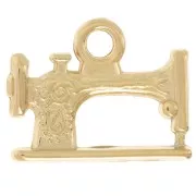 15x19mm 304L Stainless Steel Retro Sewing Machine Charm - Gold x1