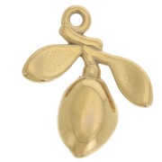 14x12mm 304L stainless steel Charm olive and branch - Gold x1