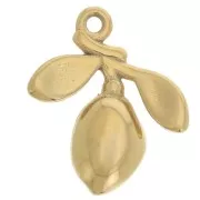 14x12mm 304L stainless steel Charm olive and branch - Gold x1