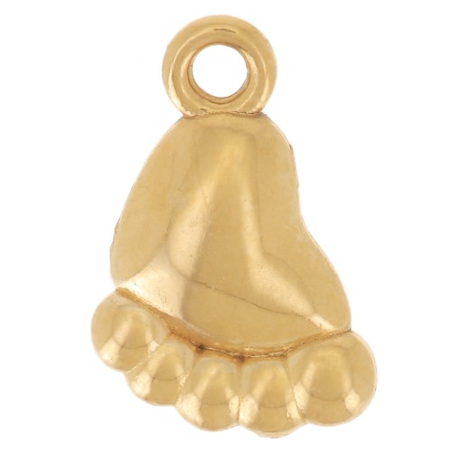 10x6mm 304L Stainless SteelBaby Foot Charm - Gold x1