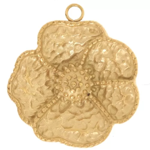 20mm 304L Stainless Steel Textured Flower Pendant - Gold x1