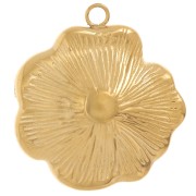 20mm 304L Stainless Steel Textured Flower Pendant - Gold x1
