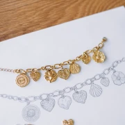 20mm 304L Stainless Steel Textured Flower Pendant - Gold x1