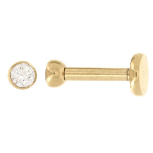 2.5 mm Stainless Steel 316 Round Ear Piercing Zirconium Oxide - Gold x1