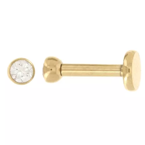 2.5 mm Stainless Steel 316 Round Ear Piercing Zirconium Oxide - Gold x1