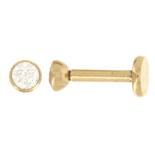 3mm Stainless Steel 316 Round Ear Piercing Zirconium Oxide - Gold x1