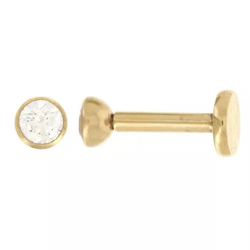 3mm Stainless Steel 316 Round Ear Piercing Zirconium Oxide - Gold x1