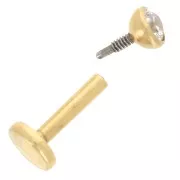 3mm Stainless Steel 316 Round Ear Piercing Zirconium Oxide - Gold x1