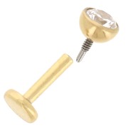 4mm Stainless Steel 316 Round Ear Piercing Zirconium Oxide - Gold x1