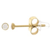 2.5mm 304L stainless steel round earrings with zirconium oxide - Gold x2