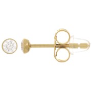 3mm 304L stainless steel round earrings with zirconium oxide - Gold x2