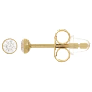 3mm 304L stainless steel round earrings with zirconium oxide - Gold x2