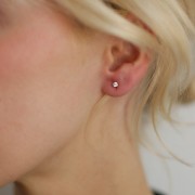 3mm 304L stainless steel round earrings with zirconium oxide - Gold x2