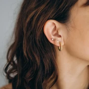 3mm 304L stainless steel round earrings with zirconium oxide - Gold x2