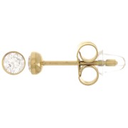 3.5mm 304L stainless steel round earrings with zirconium oxide - Gold x2