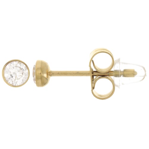 3.5mm 304L stainless steel round earrings with zirconium oxide - Gold x2