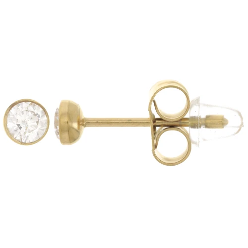 3.5mm 304L stainless steel round earrings with zirconium oxide - Gold x2