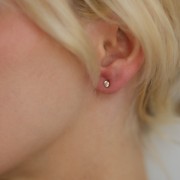 3.5mm 304L stainless steel round earrings with zirconium oxide - Gold x2