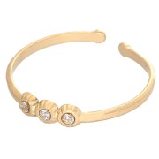 Thin ring T53 to T62 - 3 zirconium oxides - 304 Gold stainless steel - Crystal x1