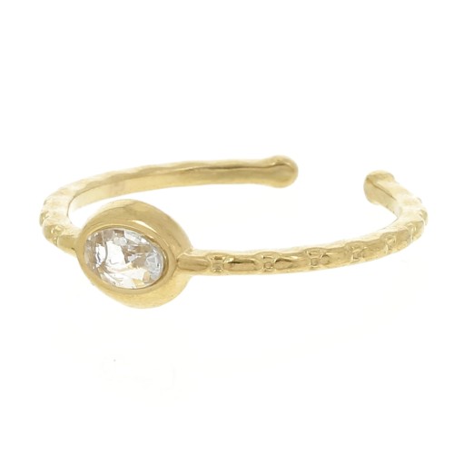 Thin ring T51 to T 60 with zirconium oxide - 304L Gold stainless steel - Crystal x1