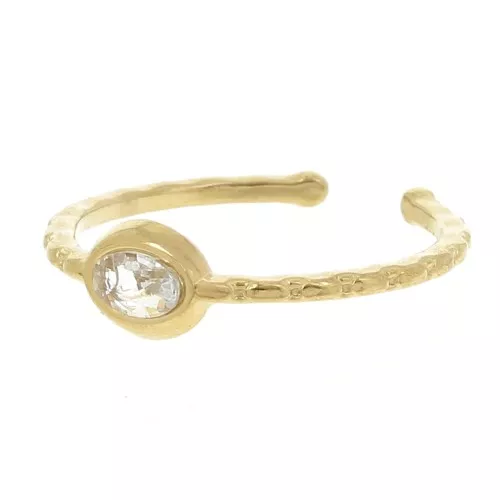 Thin ring T51 to T 60 with zirconium oxide - 304L Gold stainless steel - Crystal x1